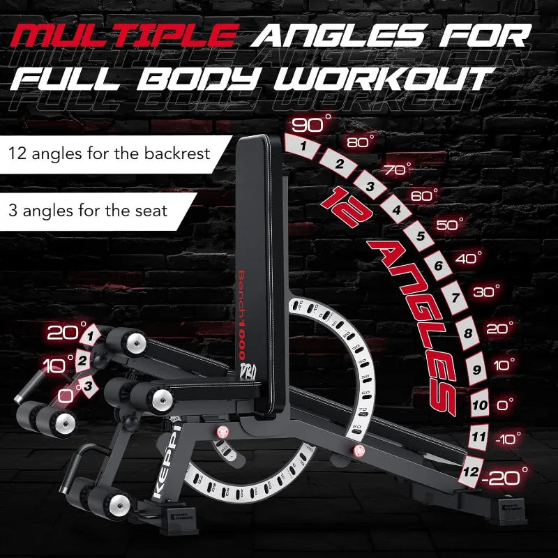1200LB Weight Bench, Heavy Duty Bench1000 PRO Adjustable Workout Bench Press Set for Home Gym Strength Training - WeightCityStore