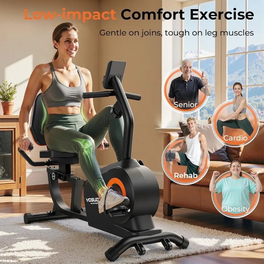 Recumbent Exercise Bike for Home Use with Magnetic Resistance Adjustable Seat for Seniors and Adults up to 350LB Capacity 16-Le - WeightCityStore