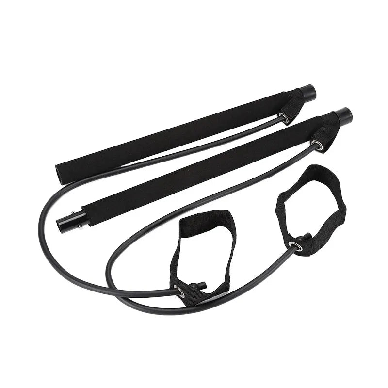 Multifunctional Pilates Bar Combination Fitness Bar Yoga Chest Expansion Tension Rope Back Trainer Elastic Rope Stretching Belt - WeightCityStore