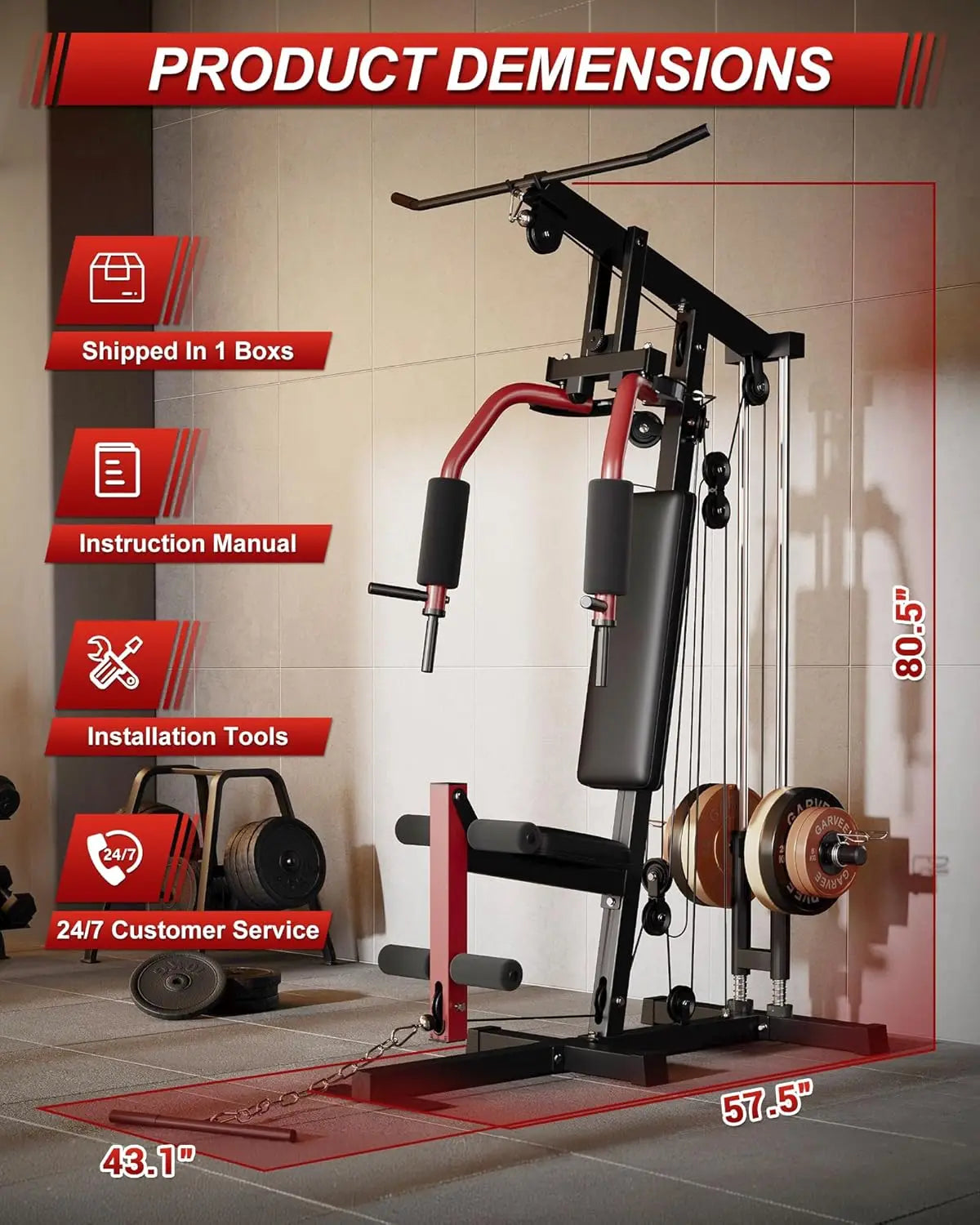 Home Gym Machine,Workout Equipment for Strength Training,Full Body,with Chest Press,LAT Pulldown,Leg Extension & Cable System - WeightCityStore