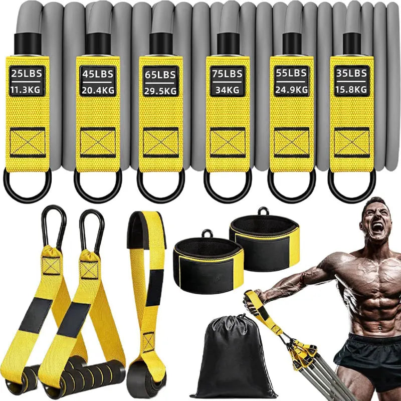 Resistance strap with handle: used for muscle training, strength building yoga body shaping home fitness equipment - natural - WeightCityStore