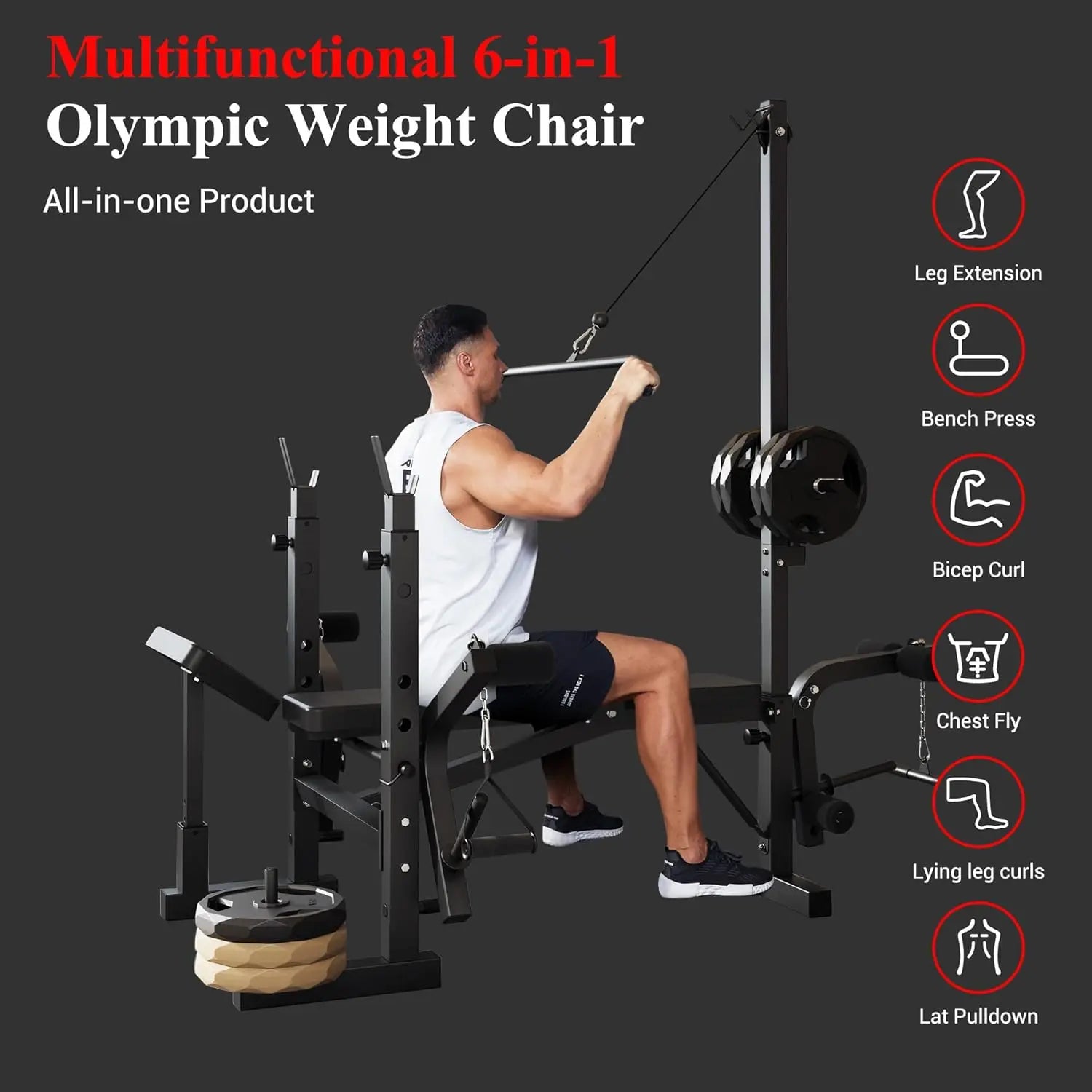 Weight Bench, Foldable Bench Press Set with Leg Extension, Adjustable Workout Bench  for Training Home Gym - WeightCityStore