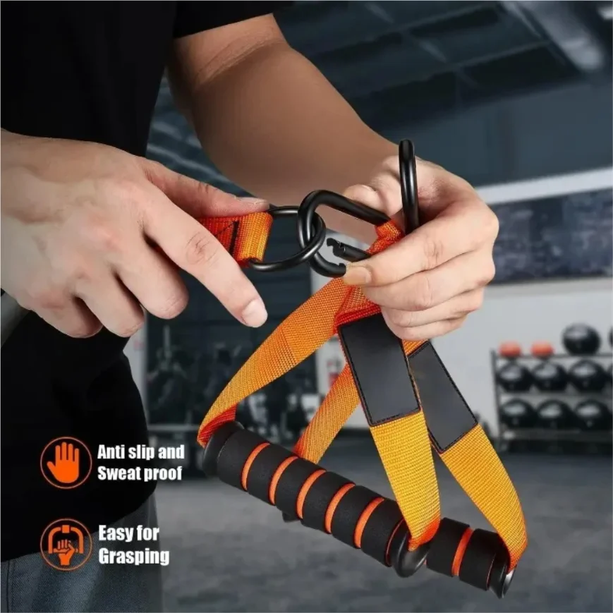 Resistance strap with handle: used for muscle training, strength building yoga body shaping home fitness equipment - natural - WeightCityStore