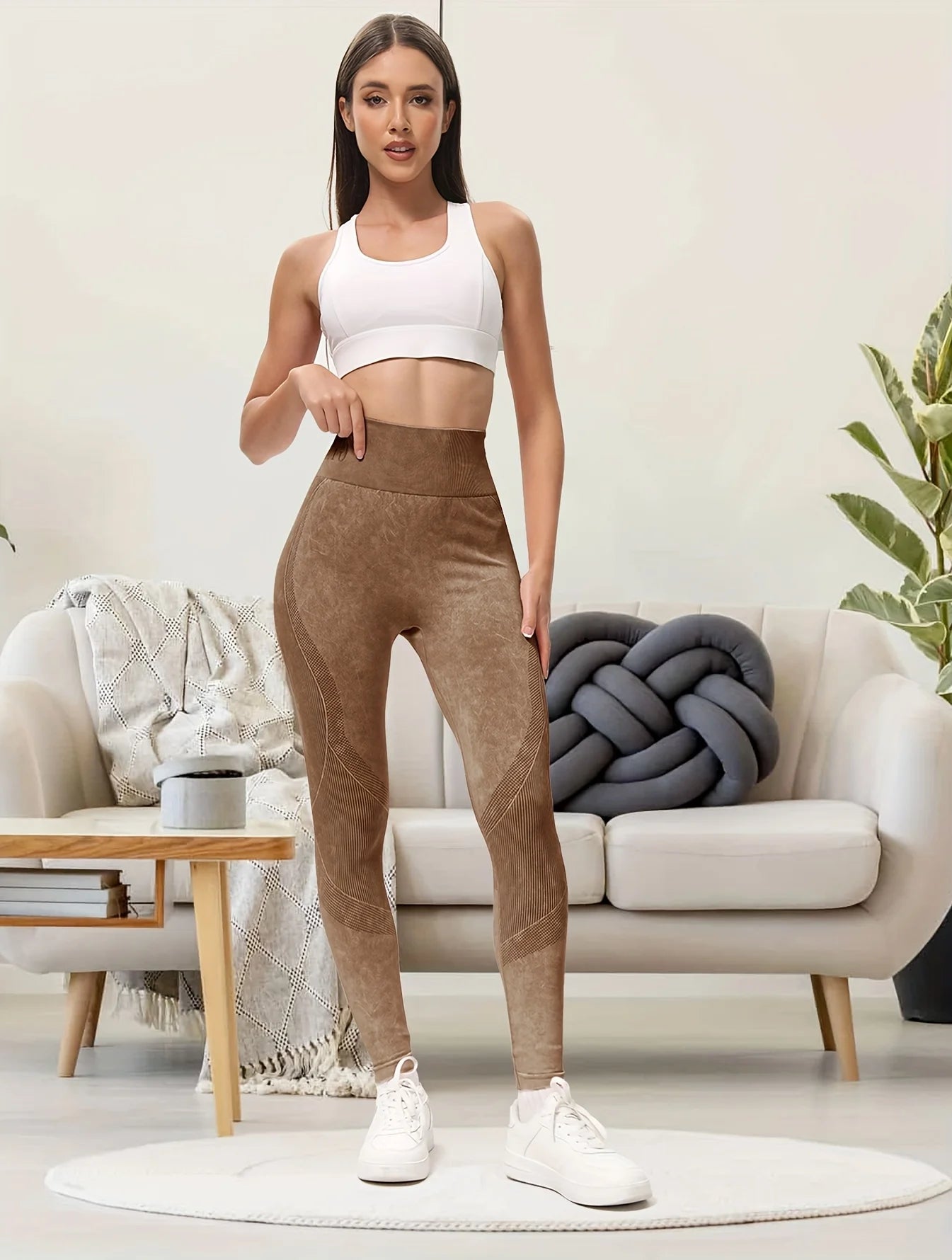 2 Pack Women's High Waisted  Lifting Seamless Solid Color Yoga Leggings Elastic And Breathable Fitness Sports Pants - WeightCityStore