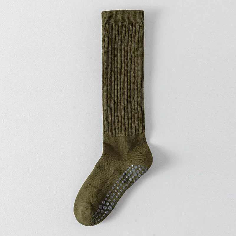 Yoga Socks Cotton Dot Silicone Terry Non-slip Women Pilates Grip Knee-high Slouch Socks