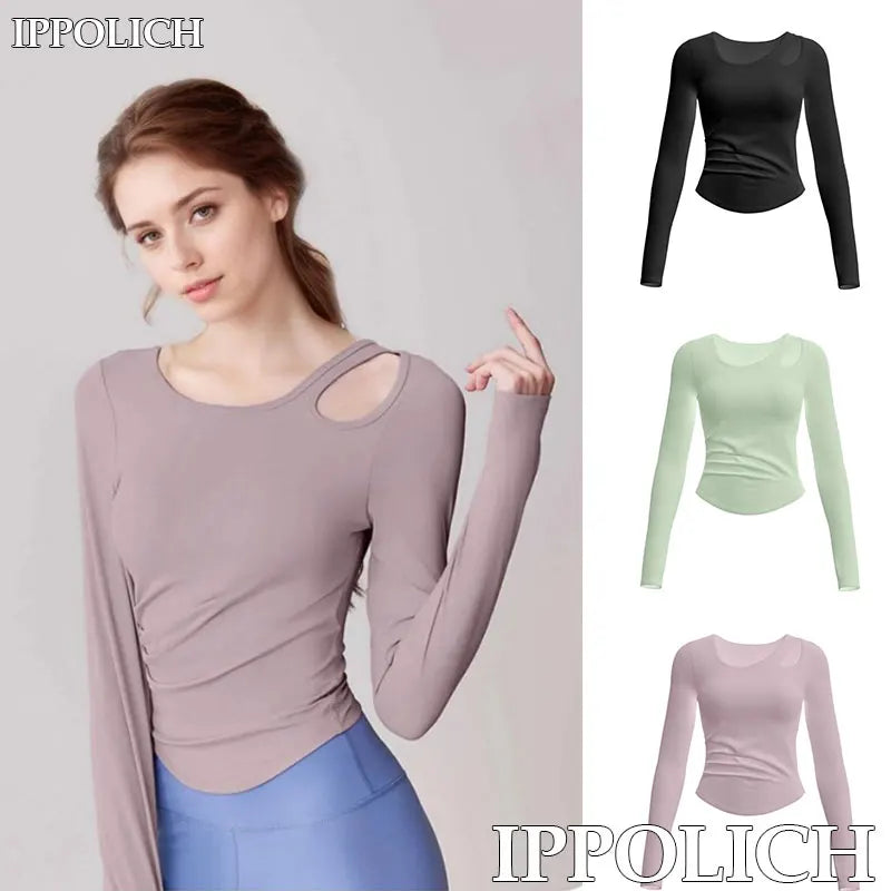 Women Yoga Top Lightweight Breathable Comfortable Yoga Long T-Shirt Casual Fitness Running Cycling Workout Yoga Long T-Shirt - WeightCityStore