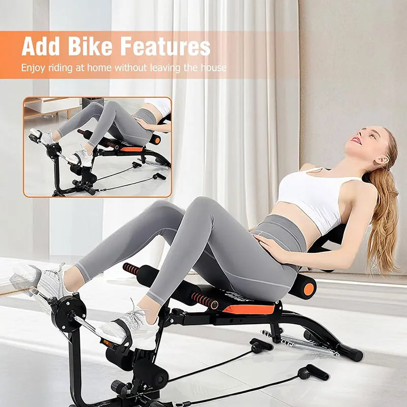 Foldable abdominal exercise bench，Adjustable sit-up machine with leg locking device Home gym core trainer, for training abdomina - WeightCityStore