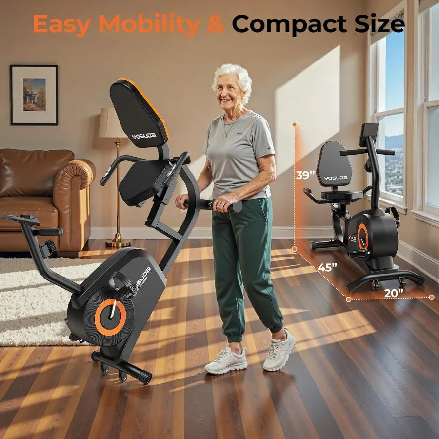 Recumbent Exercise Bike for Home Use with Magnetic Resistance Adjustable Seat for Seniors and Adults up to 350LB Capacity 16-Le - WeightCityStore
