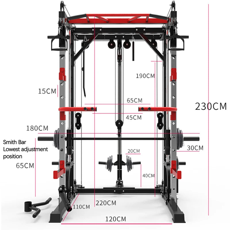 Smith machine squat rack, gantry stand, household comprehensive trainer, free squat bench press stand - WeightCityStore