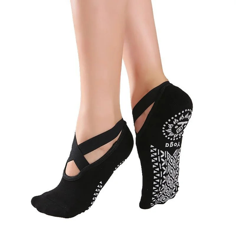 1 Pair High Quality Women Yoga Pilates Socks Anti-Slip Breathable Cotton Ankle Ladies Ballet Dance Sports Socks for Fitness Gym