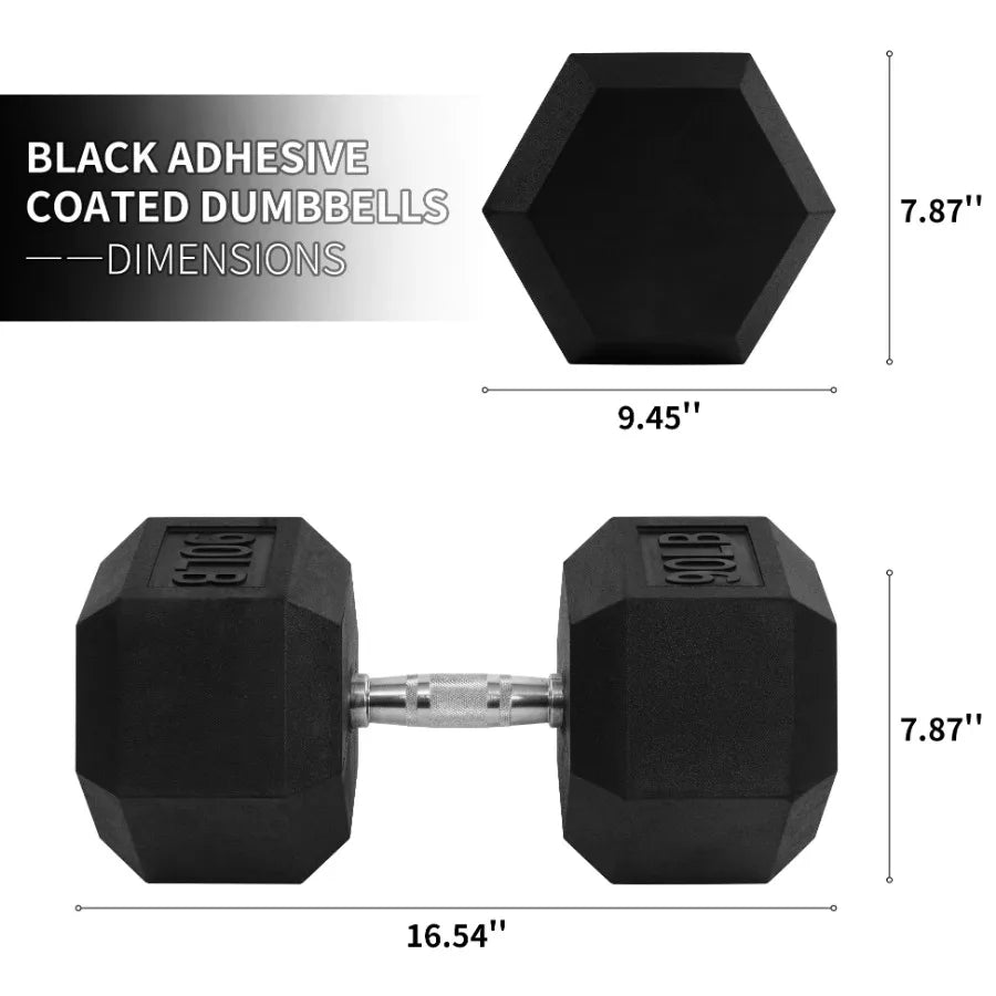 Non-Slip Grip Dumbbell, Rubber Hex, 5 lbs, 2 Count,Easy to store and carry - WeightCityStore