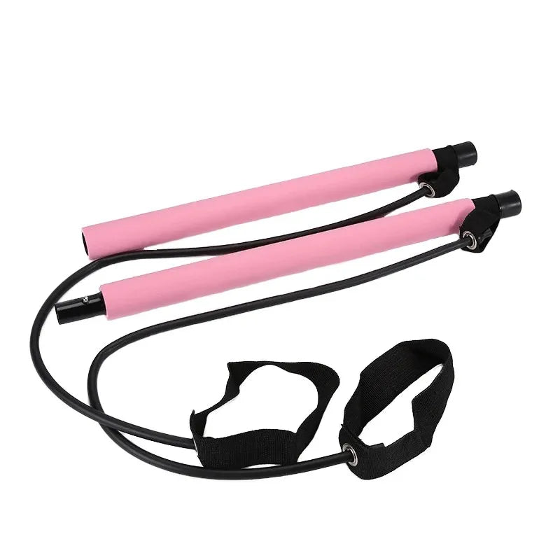 Multifunctional Pilates Bar Combination Fitness Bar Yoga Chest Expansion Tension Rope Back Trainer Elastic Rope Stretching Belt - WeightCityStore