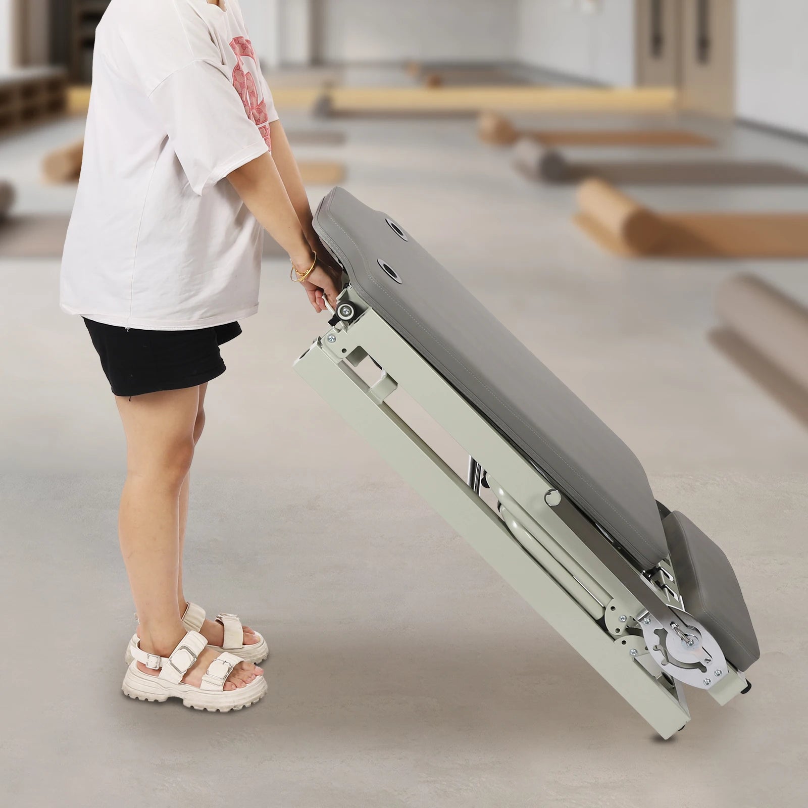 Foldable Pilates Reformer Machine with Latex Springs, 3-Level Rope Adjustment & 4-Position Foot Bar – Gym Yoga Fitness Equipment - WeightCityStore