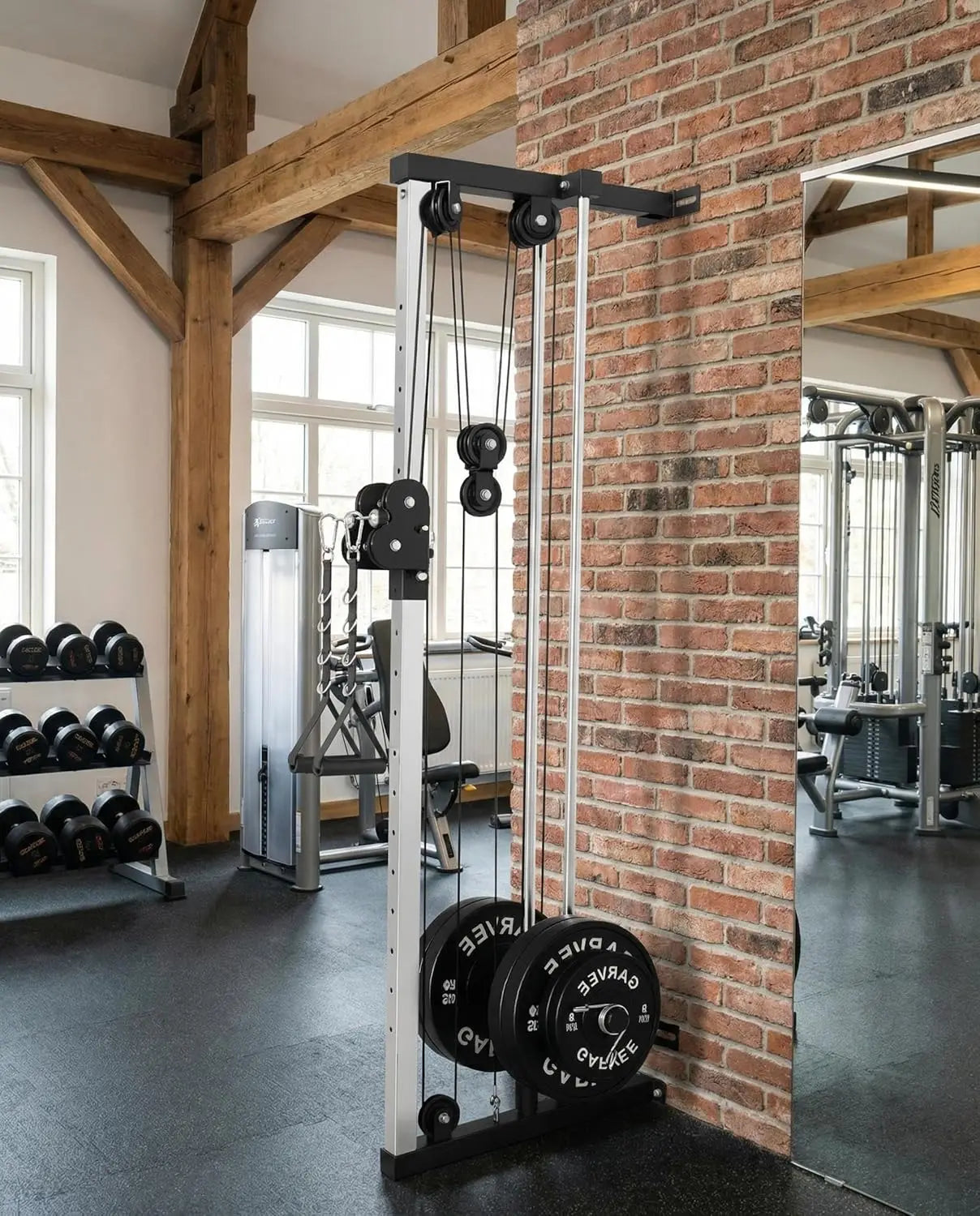 Wall Mount Cable Station, 18 Position Height Adjustable LAT Pulldown Machine with Dual Pulley System, Cable Crossover Machine - WeightCityStore