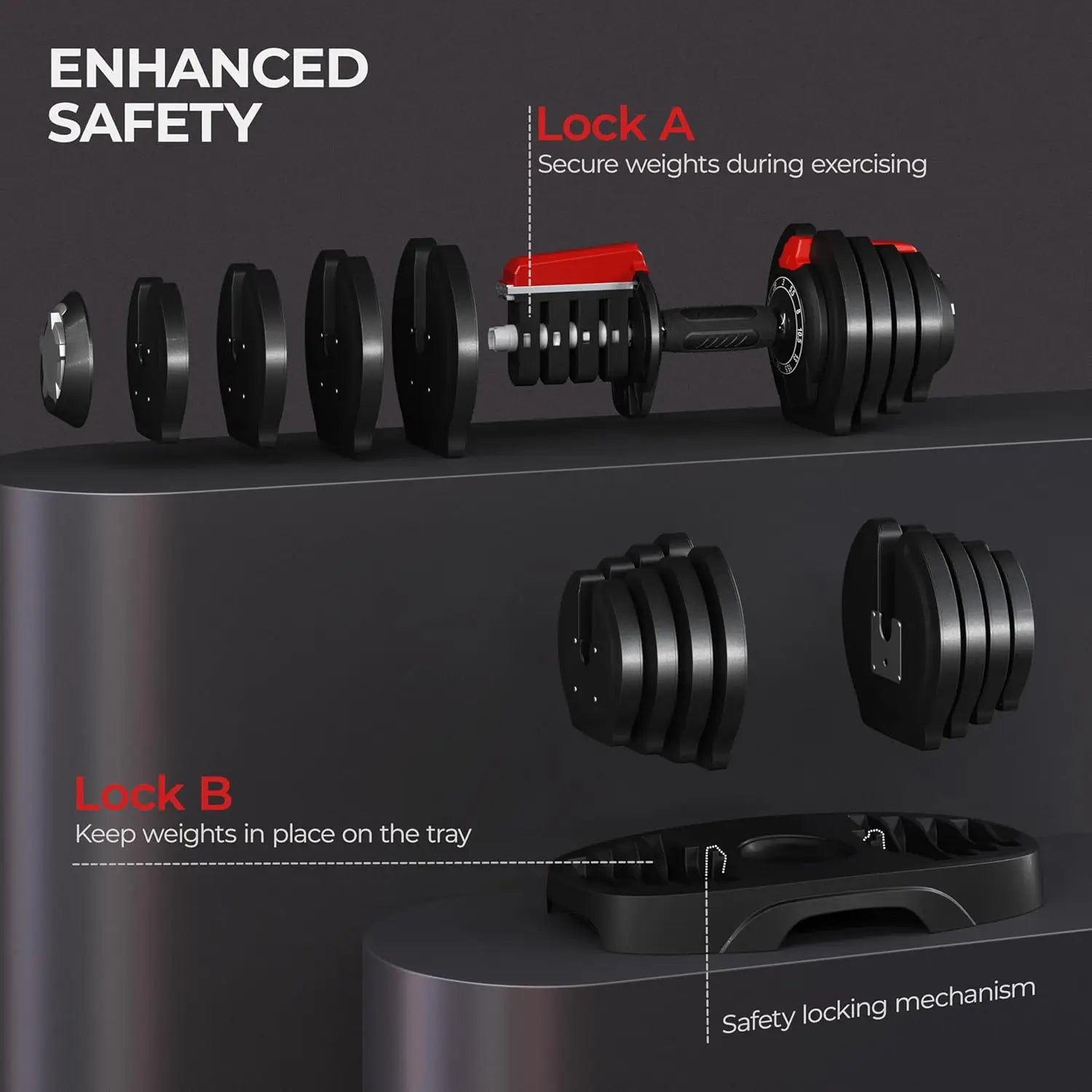 Adjustable Dumbbell Set 28/40/52.5/90LBS Adjustable Dumbbells Fast Adjust Dumbbell Weight Set Single/Pair - WeightCityStore