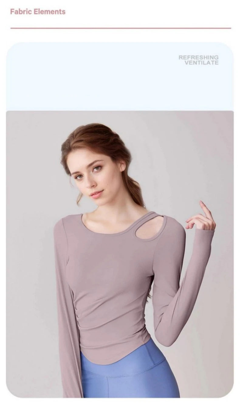 Women Yoga Top Lightweight Breathable Comfortable Yoga Long T-Shirt Casual Fitness Running Cycling Workout Yoga Long T-Shirt - WeightCityStore