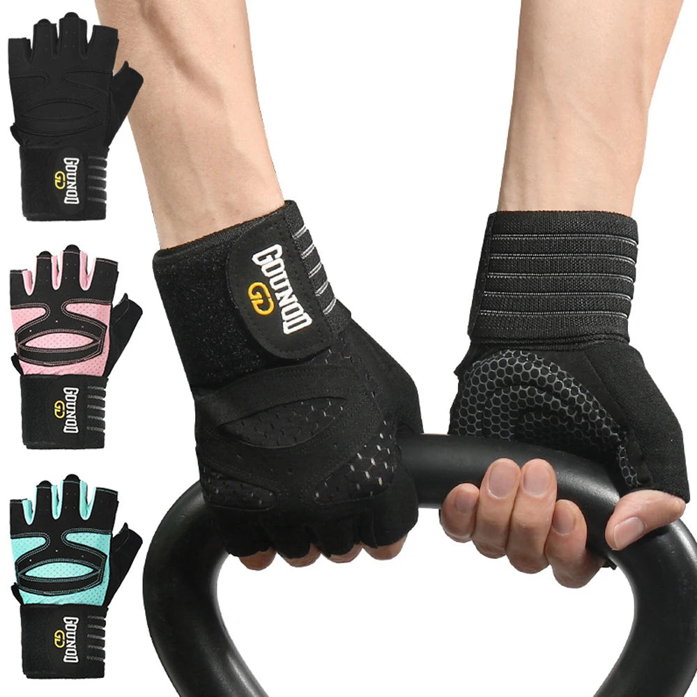 1 Pair Workout Gloves for Men Women, Padded Weight Lifting Gloves with Wrist Wraps Support, Full Palm Protection, Grip for Gym Tr - WeightCityStore