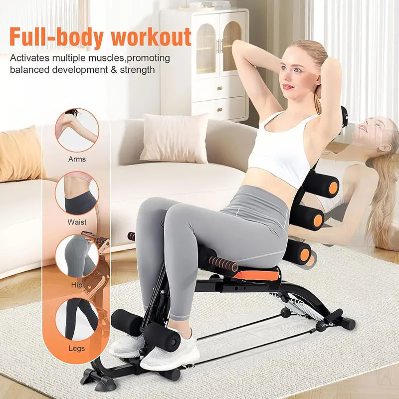 Foldable abdominal exercise bench，Adjustable sit-up machine with leg locking device Home gym core trainer, for training abdomina - WeightCityStore