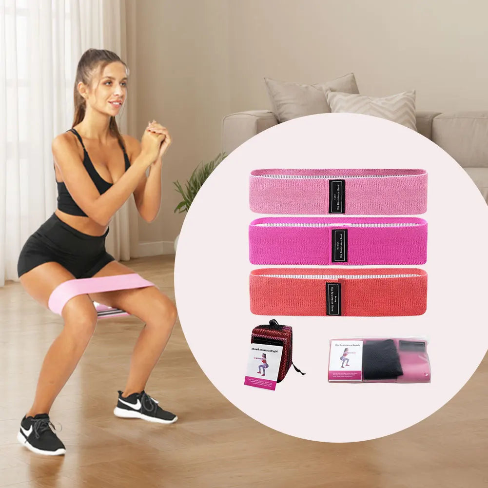 3Pcs Exercise Bands Non-Slip Workout Bands Stretch Bands for Women & Men Home Gym Fitness Yoga Pilates - WeightCityStore