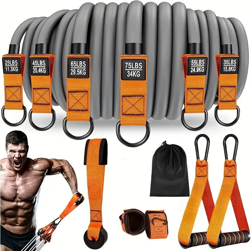 Resistance strap with handle: used for muscle training, strength building yoga body shaping home fitness equipment - natural - WeightCityStore