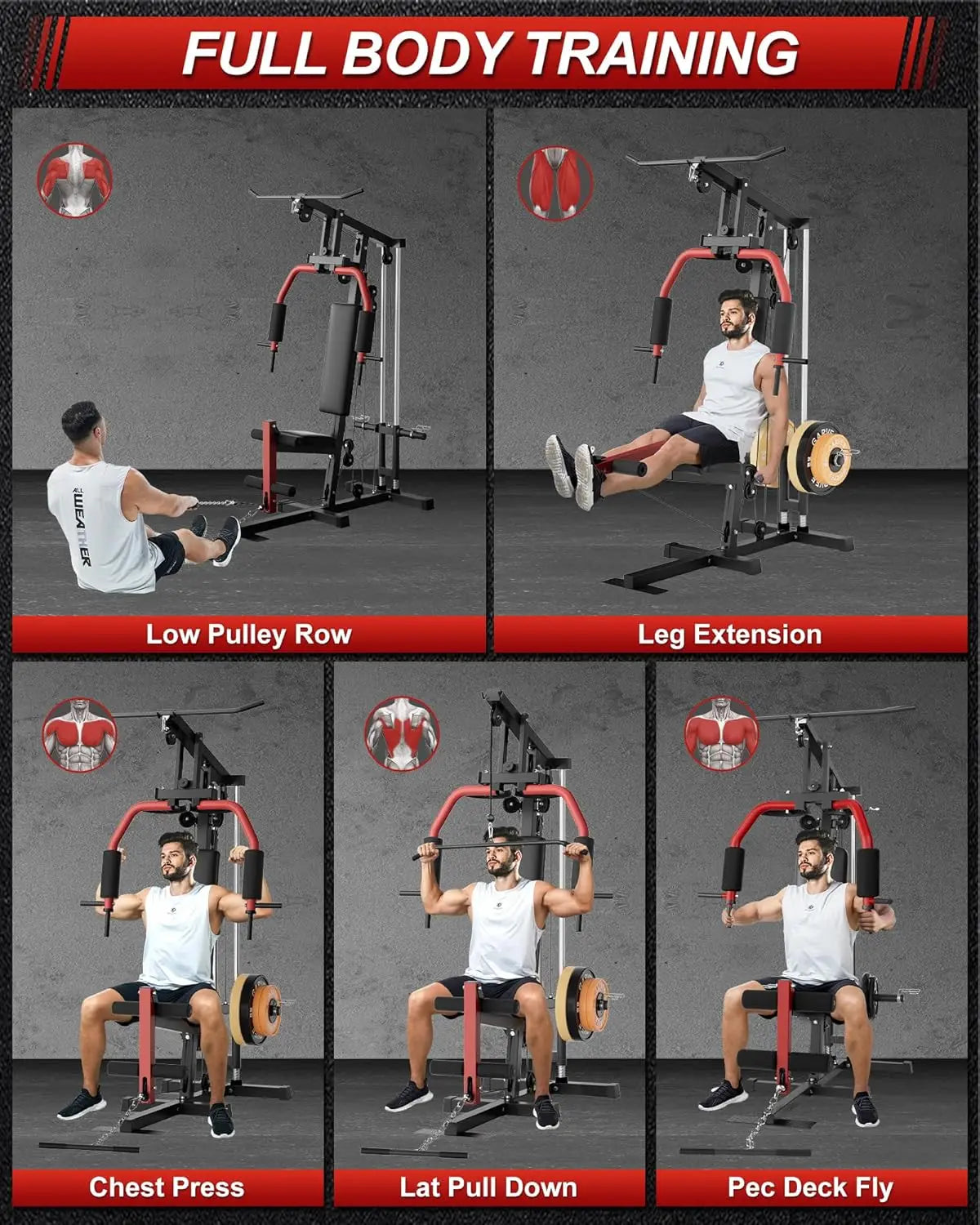 Home Gym Machine,Workout Equipment for Strength Training,Full Body,with Chest Press,LAT Pulldown,Leg Extension & Cable System - WeightCityStore