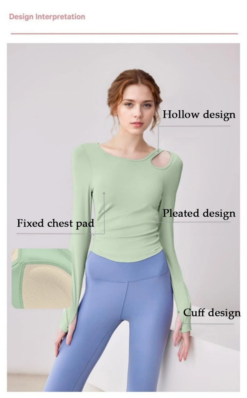 Women Yoga Top Lightweight Breathable Comfortable Yoga Long T-Shirt Casual Fitness Running Cycling Workout Yoga Long T-Shirt - WeightCityStore