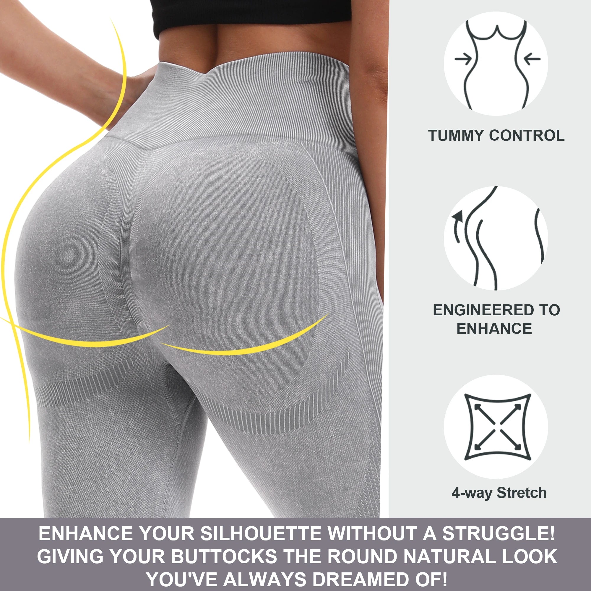 2 Pack Women's High Waisted  Lifting Seamless Solid Color Yoga Leggings Elastic And Breathable Fitness Sports Pants - WeightCityStore