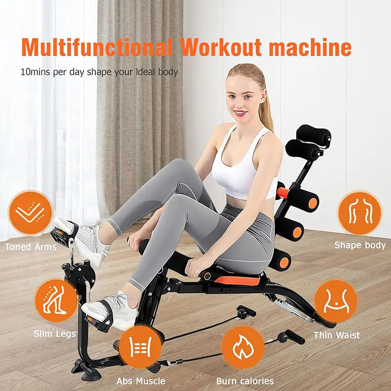 Foldable abdominal exercise bench，Adjustable sit-up machine with leg locking device Home gym core trainer, for training abdomina - WeightCityStore