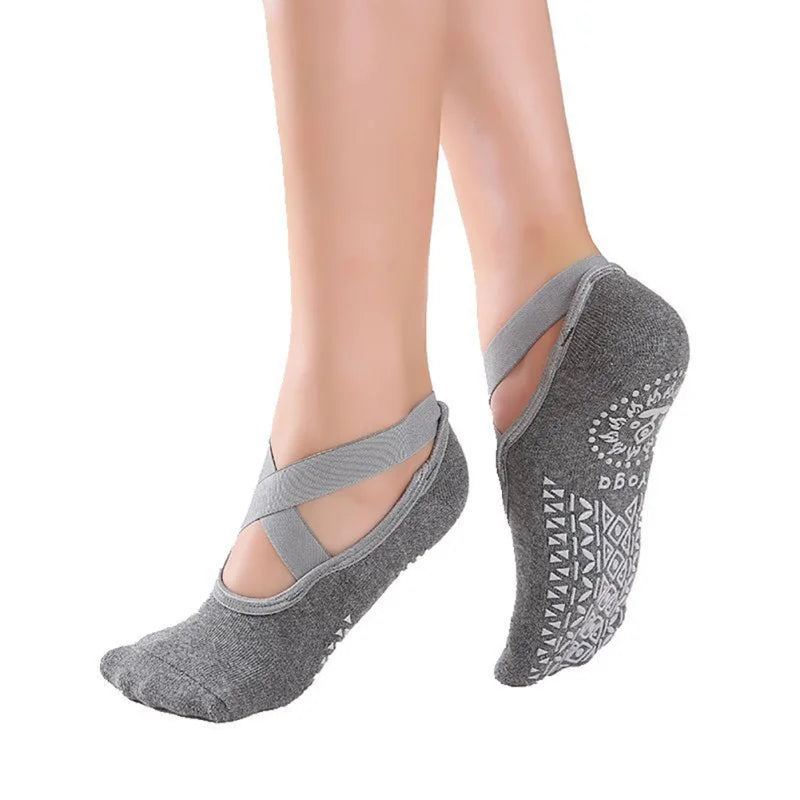 1 Pair High Quality Women Yoga Pilates Socks Anti-Slip Breathable Cotton Ankle Ladies Ballet Dance Sports Socks for Fitness Gym