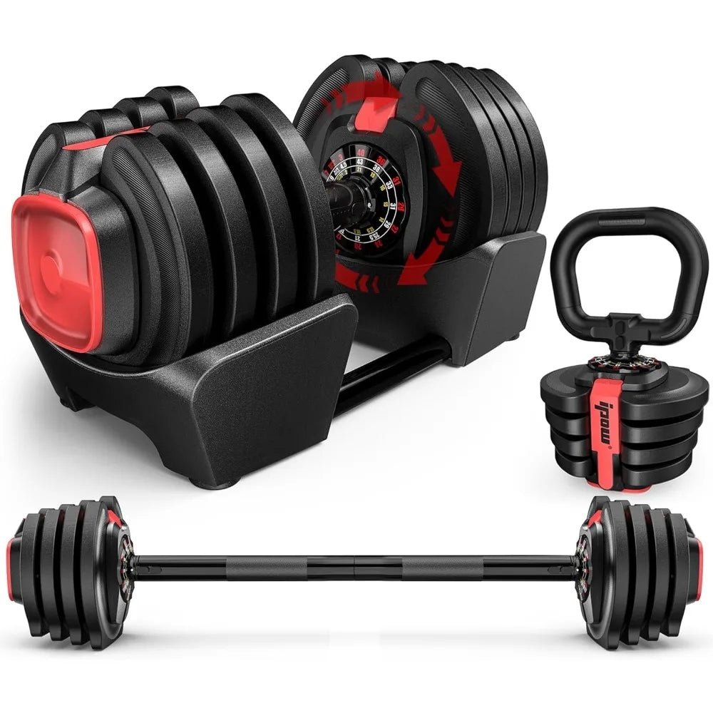Adjustable 3-in-1 Dumbbell Set, 40 lbs with 12 Increments, Multi-Functional Home Gym Weight Set - WeightCityStore