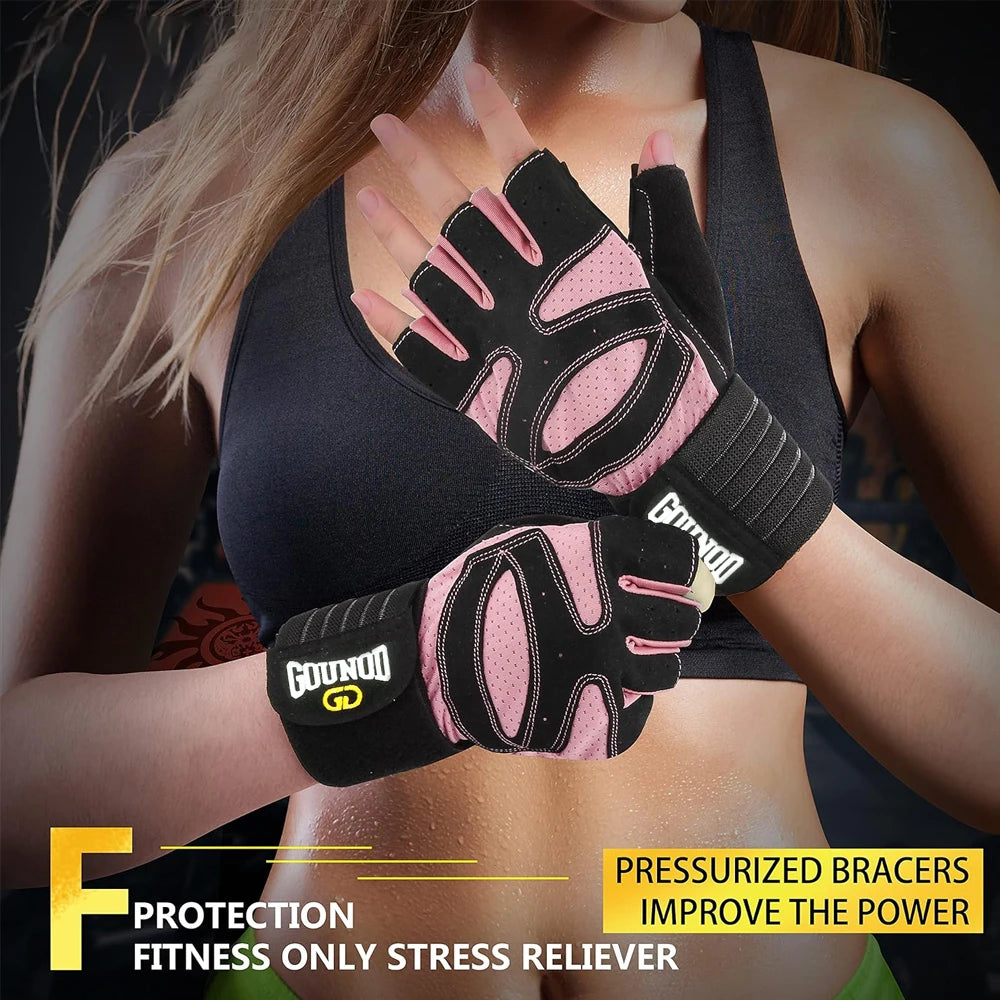 1 Pair Workout Gloves for Men Women, Padded Weight Lifting Gloves with Wrist Wraps Support, Full Palm Protection, Grip for Gym Tr - WeightCityStore