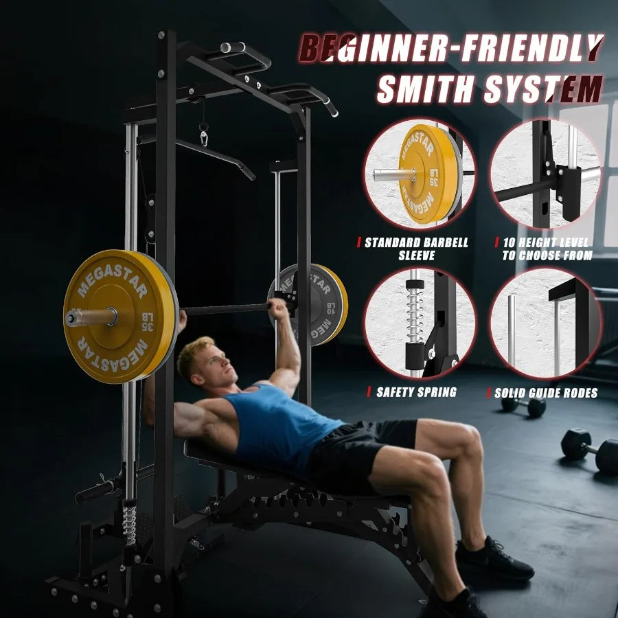 Compact Smith Machine Home Gym 800lb Barbell Sleeve SpaceSaving - WeightCityStore