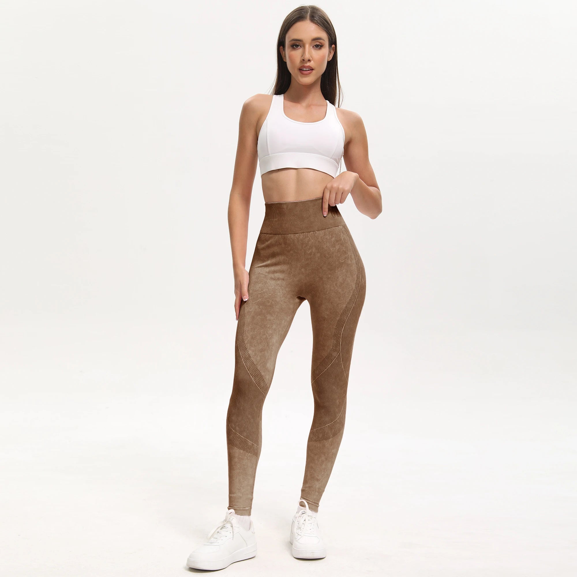 2 Pack Women's High Waisted  Lifting Seamless Solid Color Yoga Leggings Elastic And Breathable Fitness Sports Pants - WeightCityStore