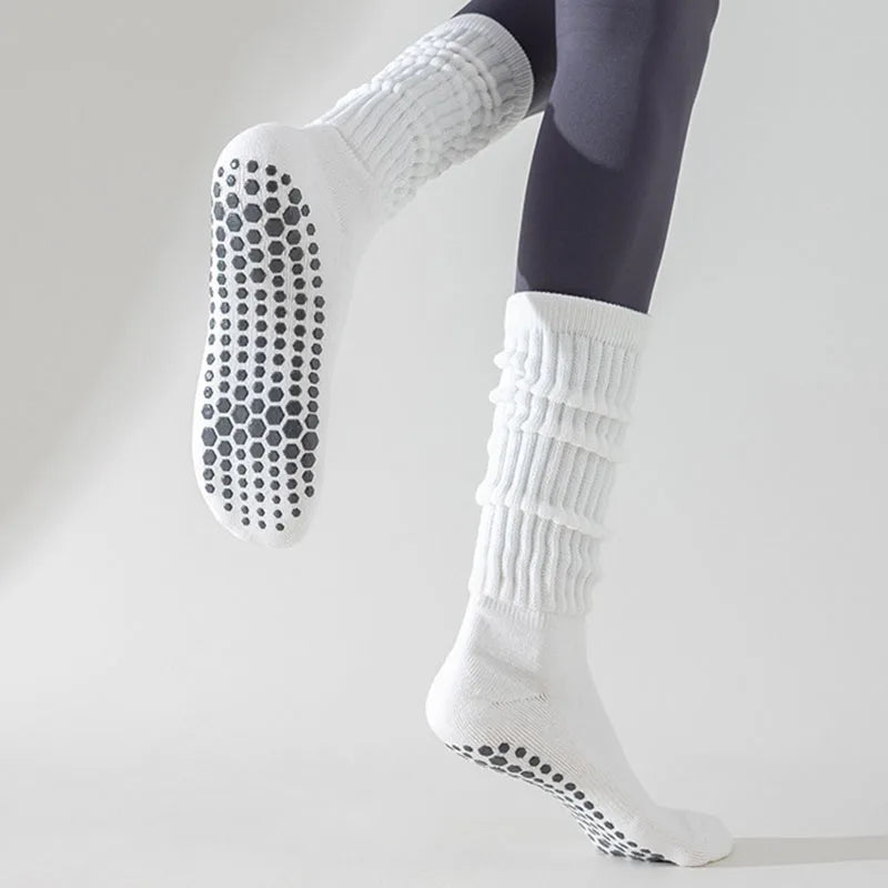 Yoga Socks Cotton Dot Silicone Terry Non-slip Women Pilates Grip Knee-high Slouch Socks