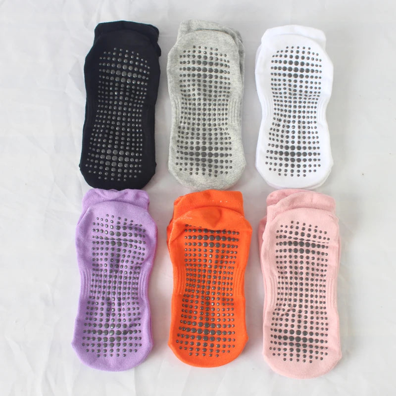 6 Pairs Women Short Socks Sports Cotton Anti Slip Slippers Fitness Training Protecting Heel Ear Short Sports Socks Silicon
