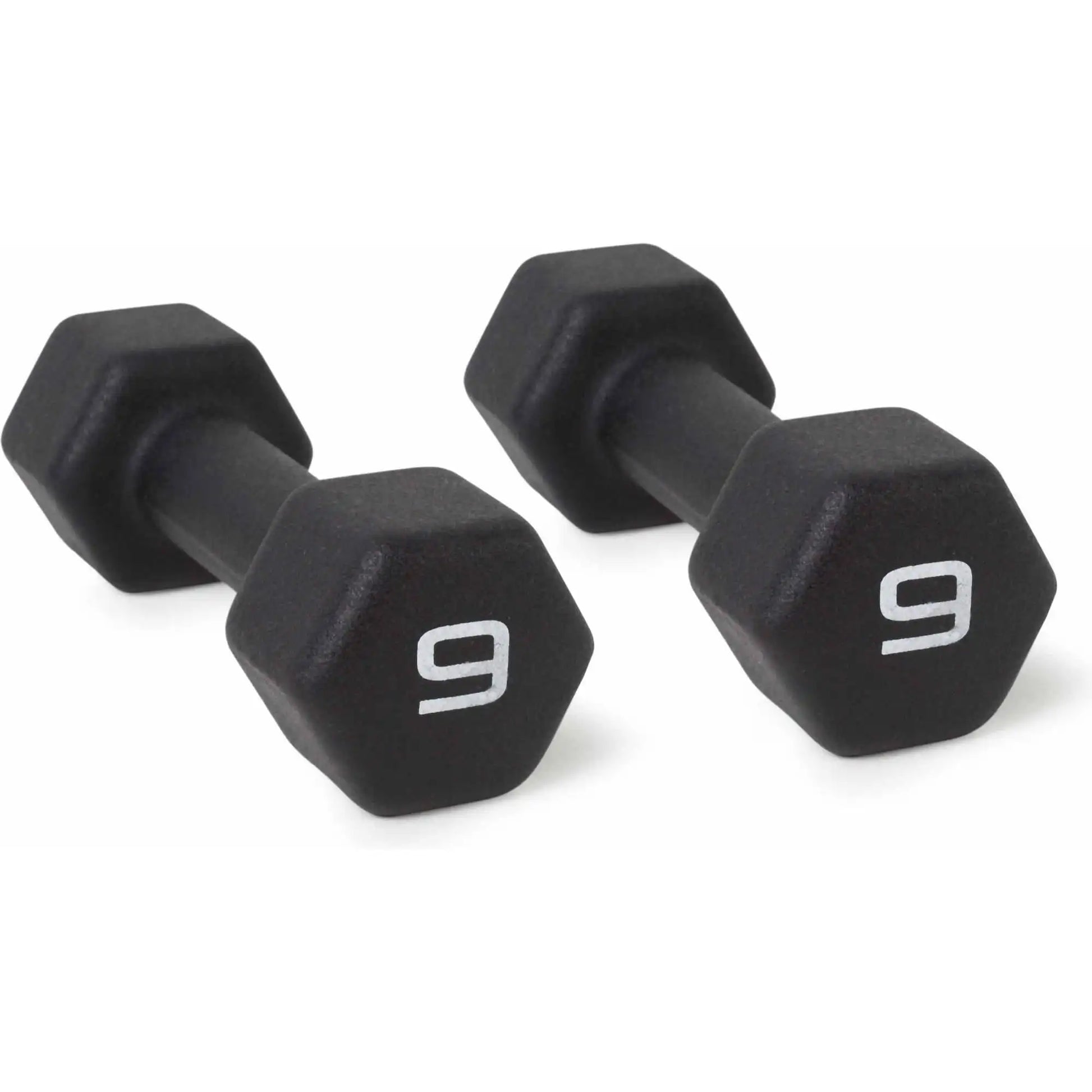 9lb Pair Neoprene Dumbbells, Non-Slip Quiet Hand Weights for Home Gym, Black Coated Fitness Set - WeightCityStore