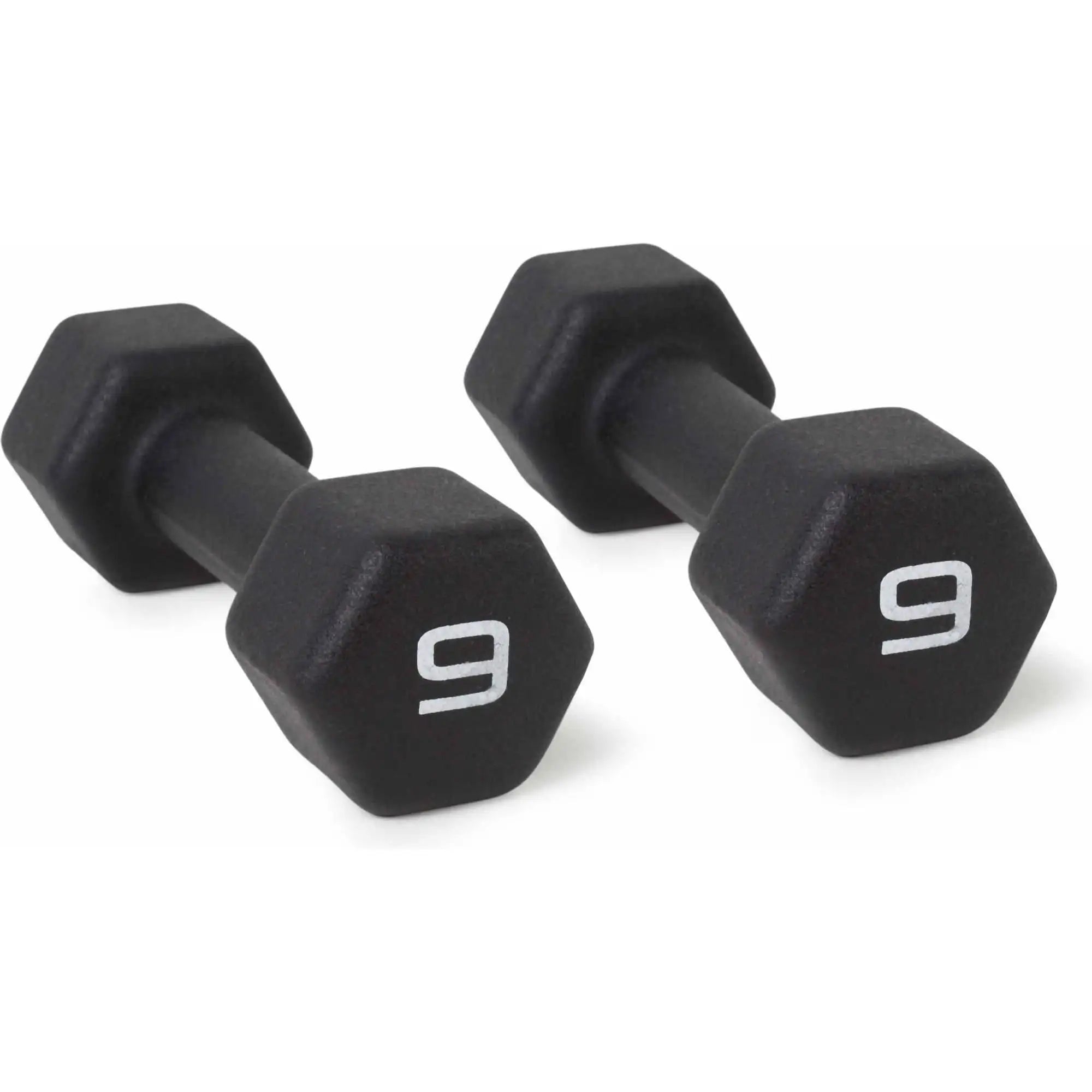 9lb Pair Neoprene Dumbbells, Non-Slip Quiet Hand Weights for Home Gym, Black Coated Fitness Set - WeightCityStore