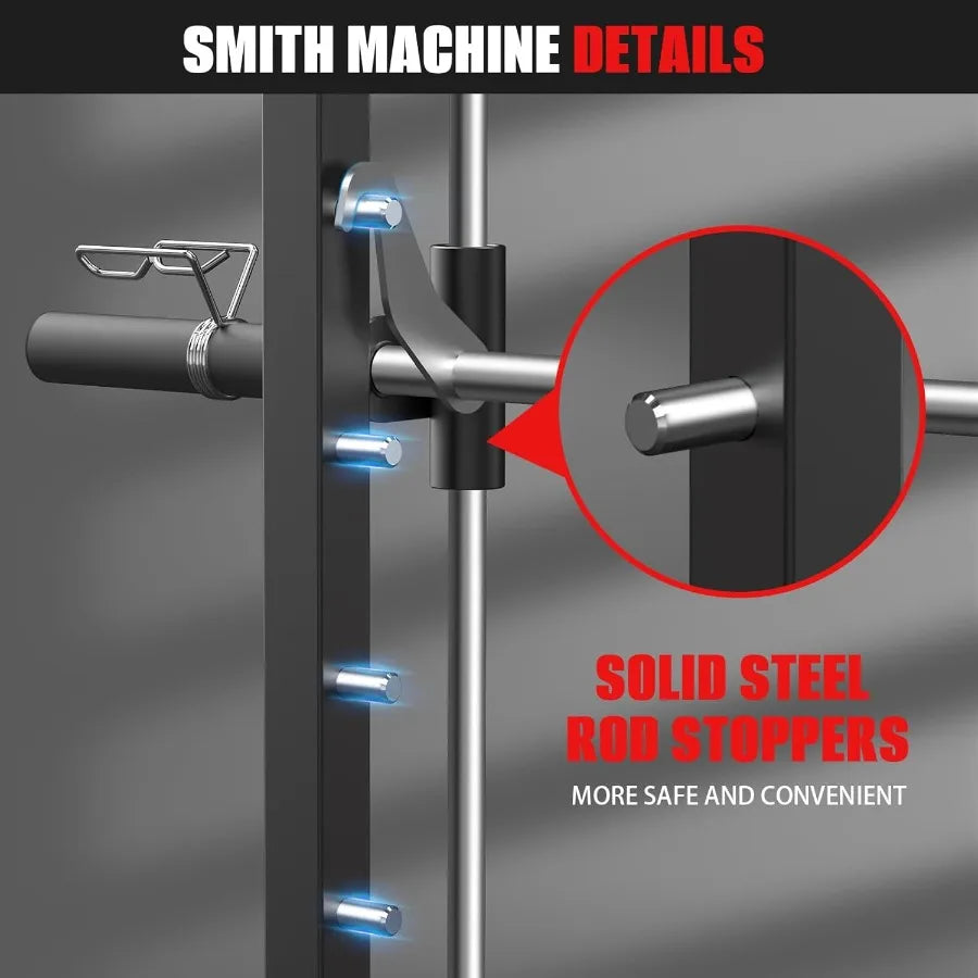 Smith Machine Power Rack with LAT Pulldown System Power Cage with Cable System Squat Rack for Home Gym with Chest Press Machine - WeightCityStore