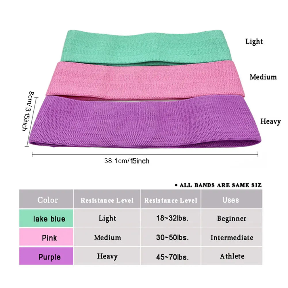 3Pcs Exercise Bands Non-Slip Workout Bands Stretch Bands for Women & Men Home Gym Fitness Yoga Pilates - WeightCityStore