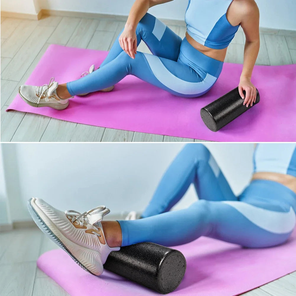 High Density Foam Rollers 12 Inch Solid Core Foam Massage Roller Round Back Legs Foam Roller for Exercise Yoga Pilates Physical - WeightCityStore