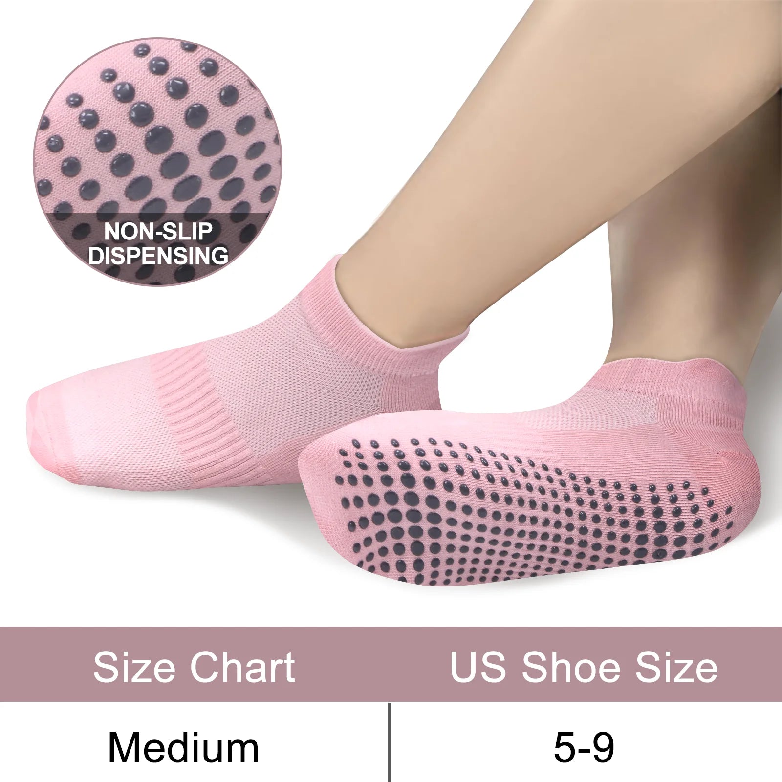 6 Pairs Women Short Socks Sports Cotton Anti Slip Slippers Fitness Training Protecting Heel Ear Short Sports Socks Silicon