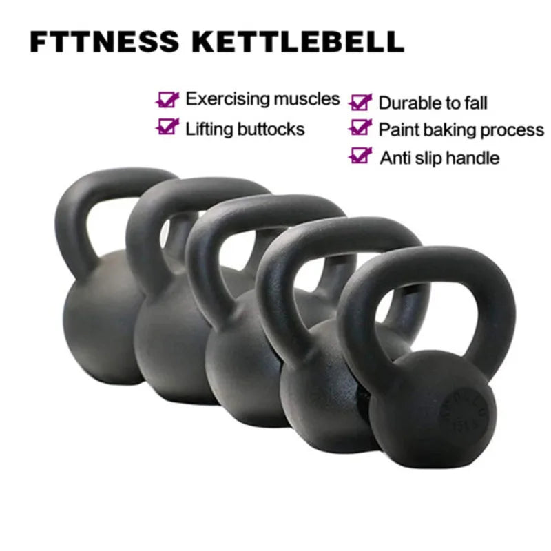 Solid Cast Kettle bells Ideal for Strength Training Building Muscles Great for swings dead lifts squats get-ups and more black - WeightCityStore
