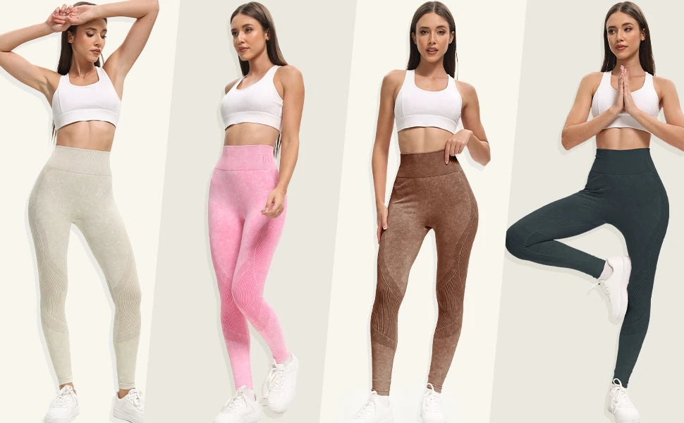 2 Pack Women's High Waisted  Lifting Seamless Solid Color Yoga Leggings Elastic And Breathable Fitness Sports Pants - WeightCityStore