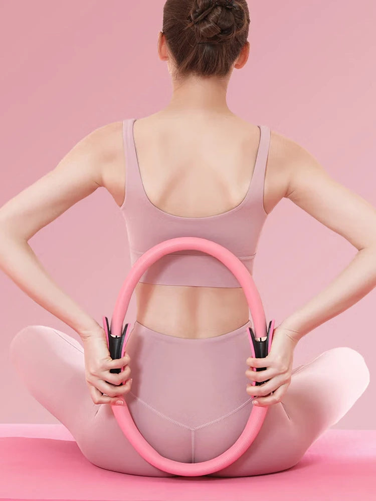 Pilates Ring Yoga Rings with Non Slip Handles Fitness Circle Portable Flexible Resistance Exercise Equipment for Core Workout